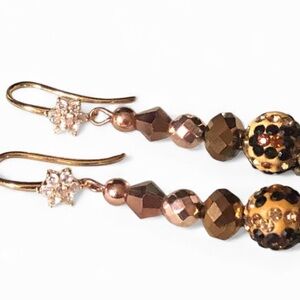 ⭐️🎁Disco glitter  balls and Swarovski earring -rhinestone gold hooks